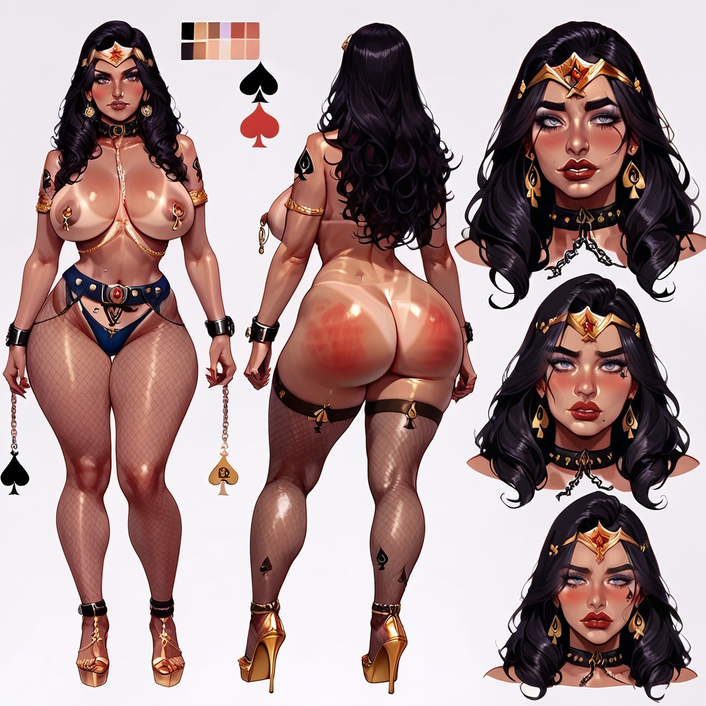Reference Sheet, Gold Heels, Gold Chain AI Porn