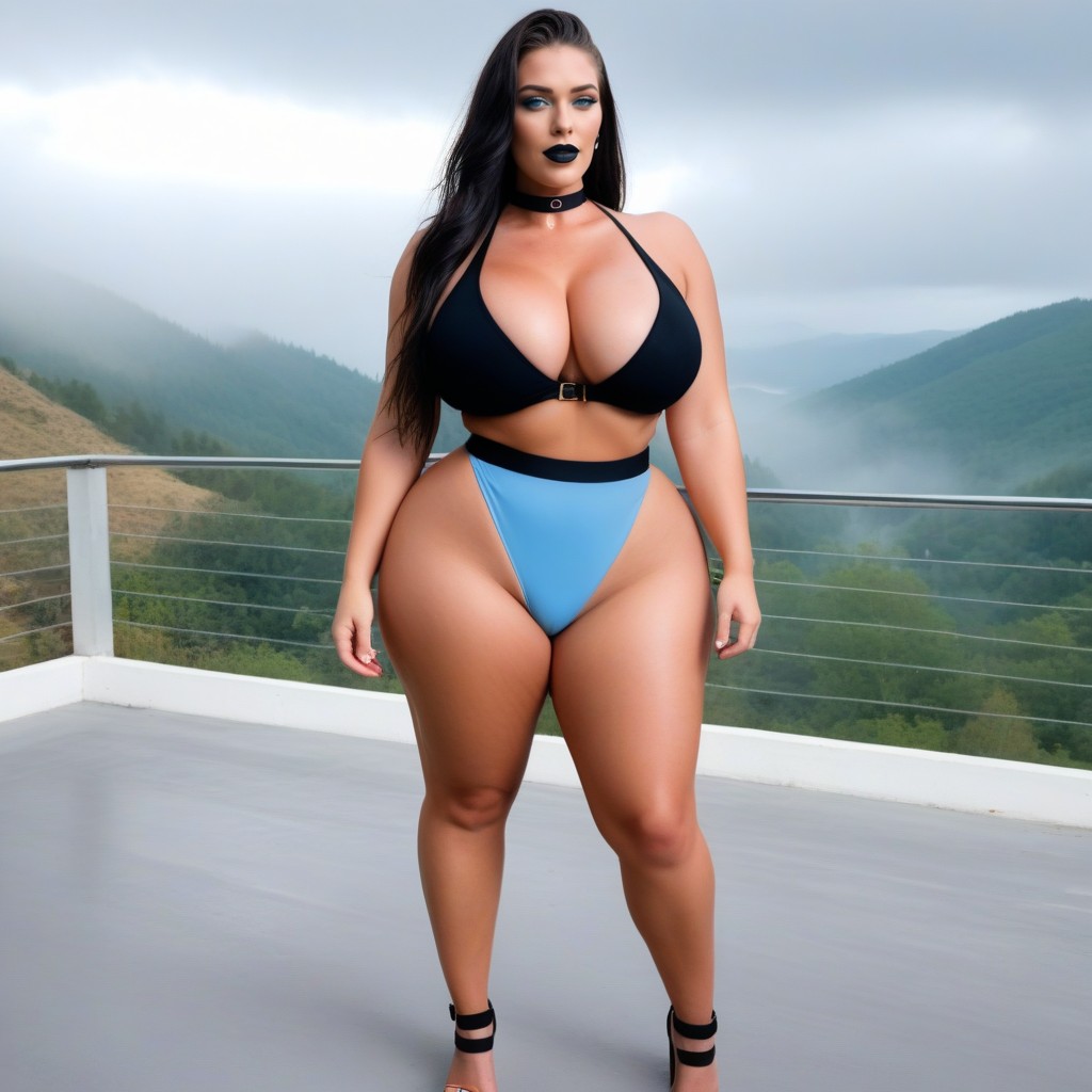 Steroid Butt, Standing, Clingy Black Bikini AI Porn