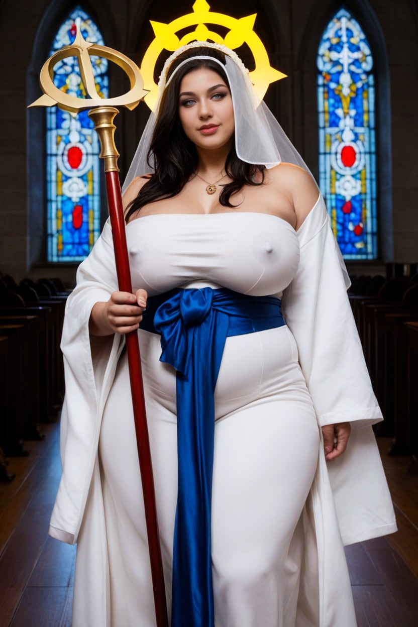 Church Altar, Big Veil Hoody Robe, Closed Robe AI Porn