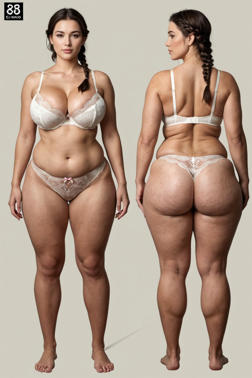 Symmetrical Pose, Big Round Bubble Butt, Large Rounded Buttocks Porno IA