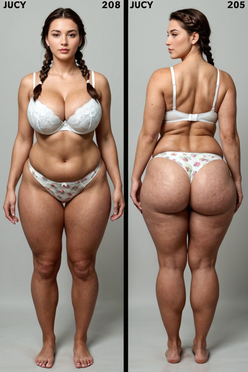 Thick Thighs No Cellulite, Front View And Back View, Tiro Largo Porno IA