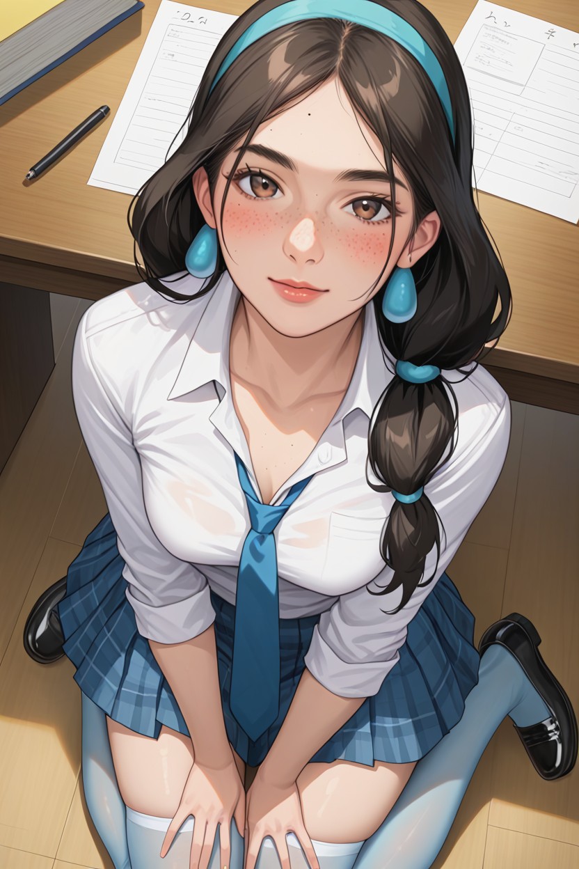 Freckles, Blue Tie, At Clasroom Porno IA