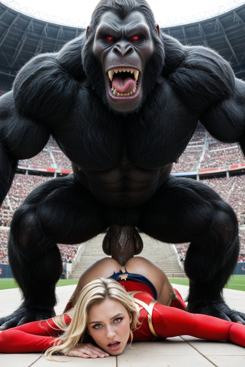 Giant King Kong-like Beast Is Fucking The Woman From Behind, Thick Penis, Giant Beast Roaring Porno IA