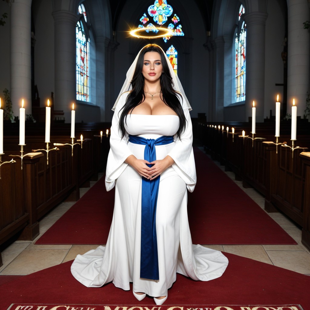 Blue Sash, Virgin Mary, Big Veil Hoody Robe Porno IA