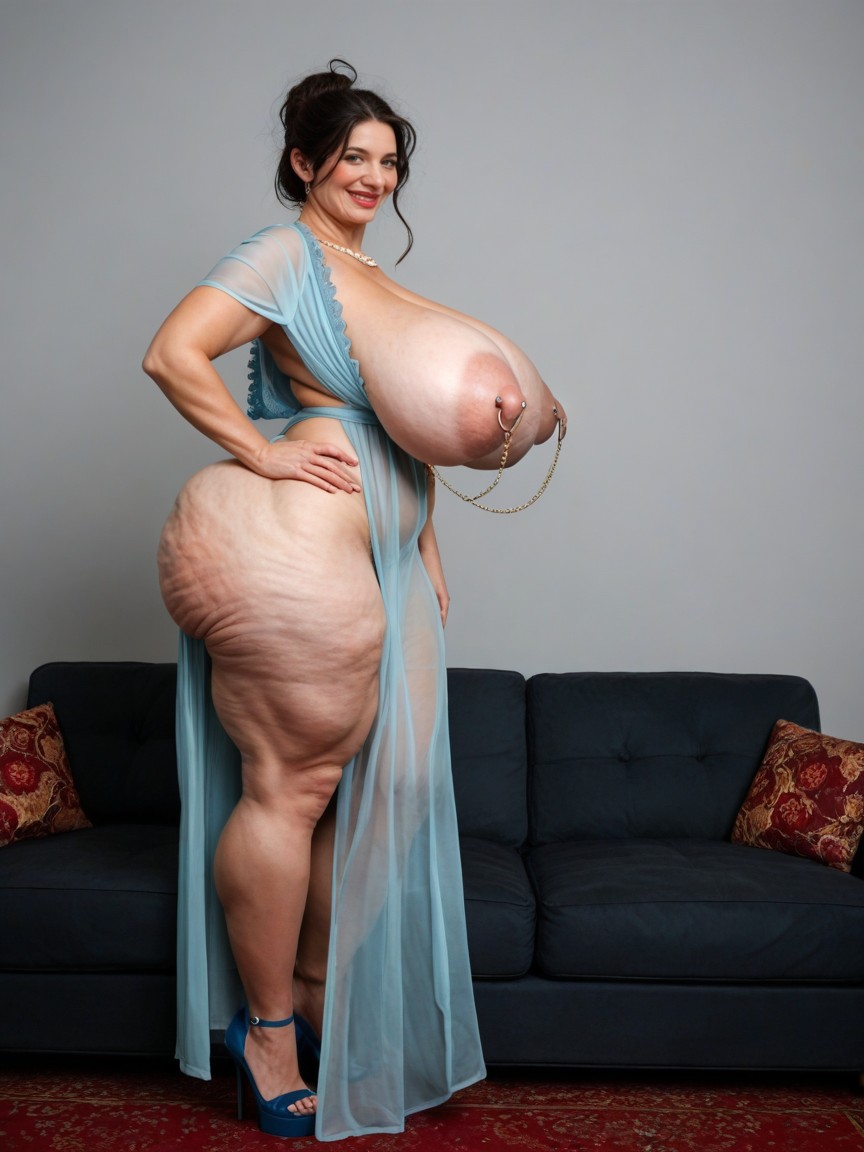 Long Tits, 乱れた髪 , Side Viewer Angle AIポルノ
