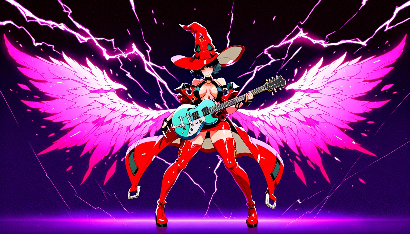 Playing Guitar, Bare Shoulders, Guilty Gear Artsyle Porno IA