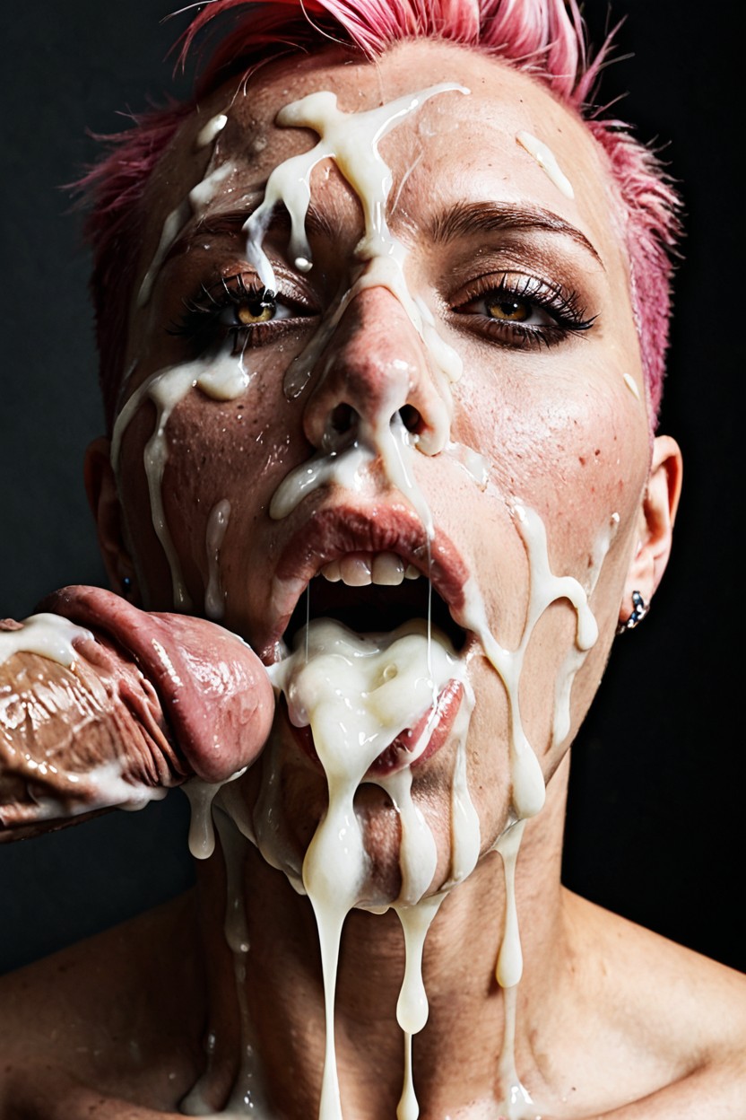 Deepthroat Cock, Massive Cum On Face, Cum Covering Whole Face AI黃片