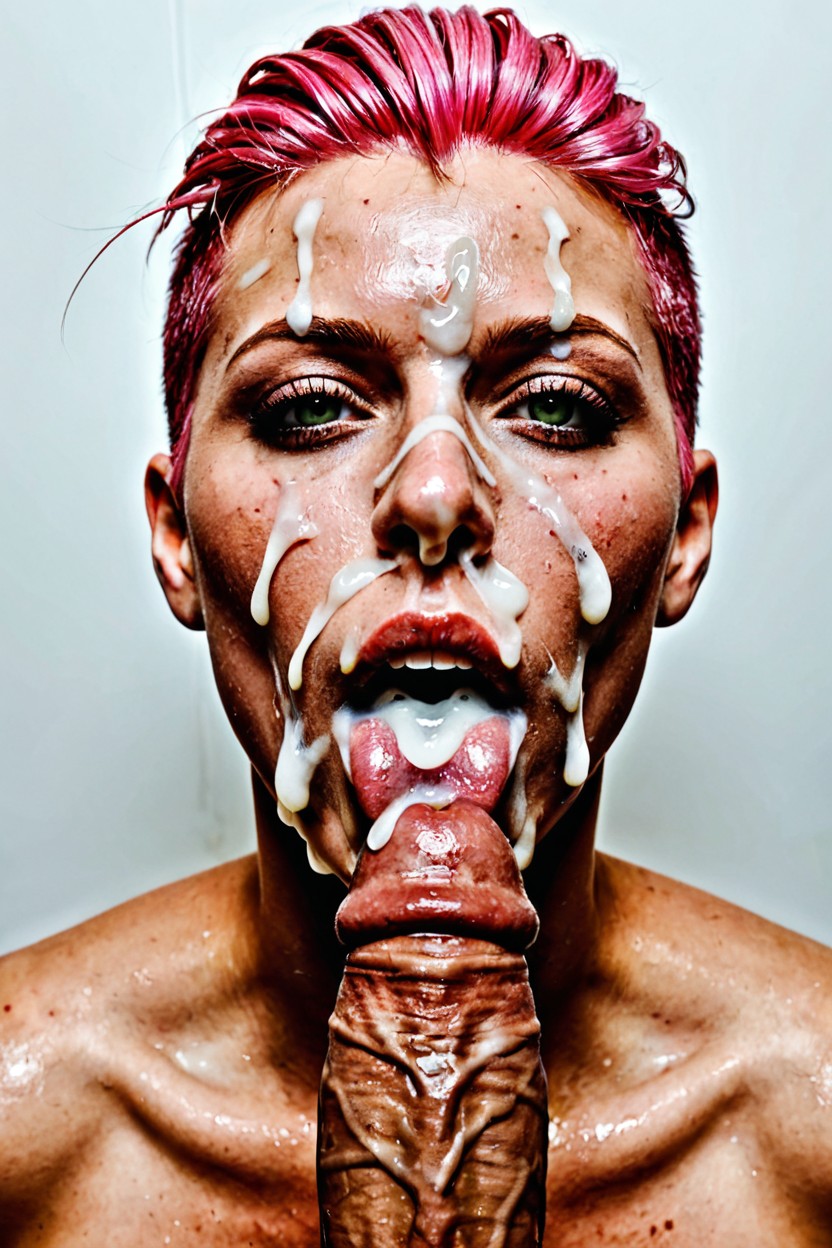 Eyes Open, Extreme Detail Face, Massive Cum On Face Porno IA