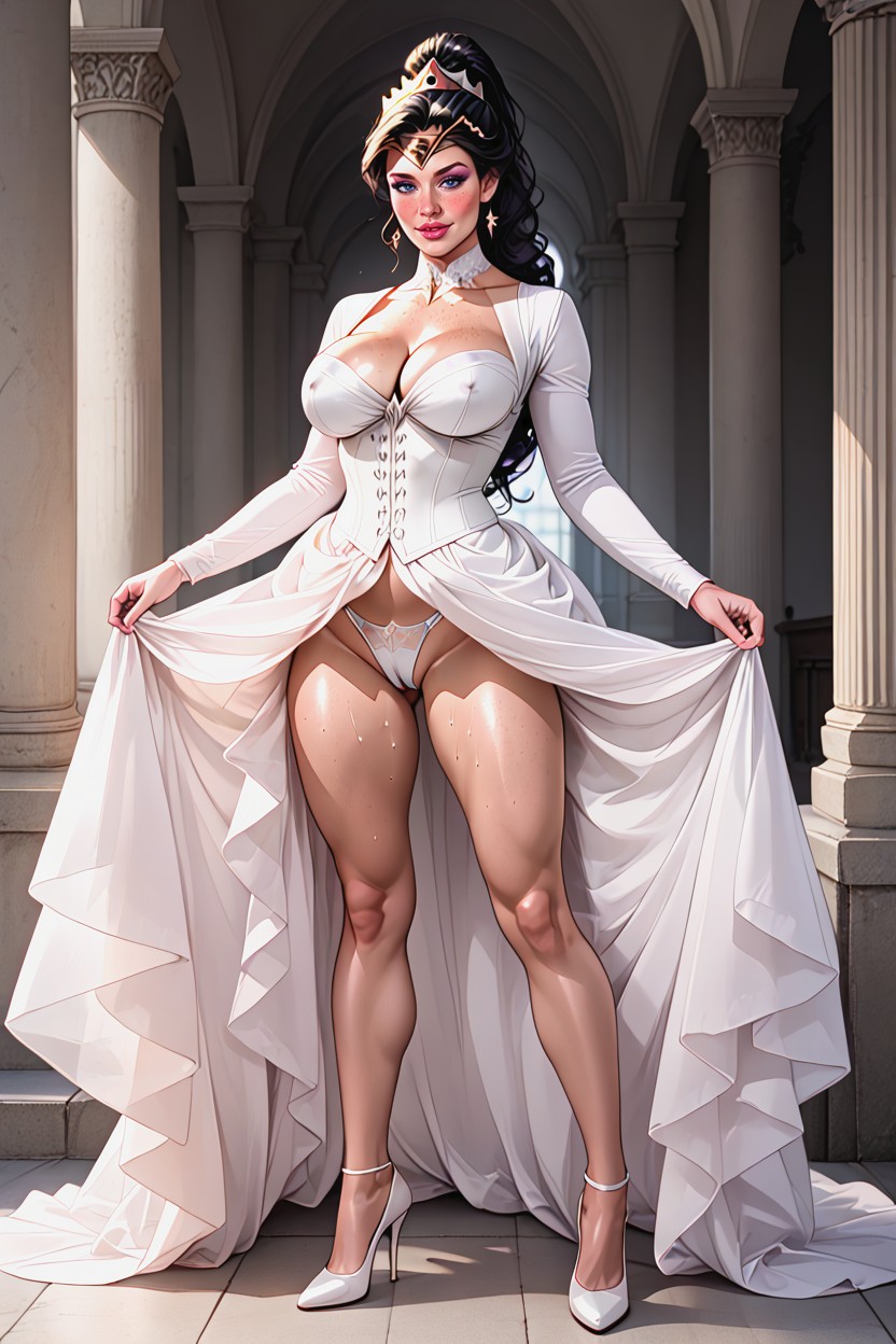 Intoxicated, With A Full Skirt And A Long Cape Sleeves, Full Lips AI黃片