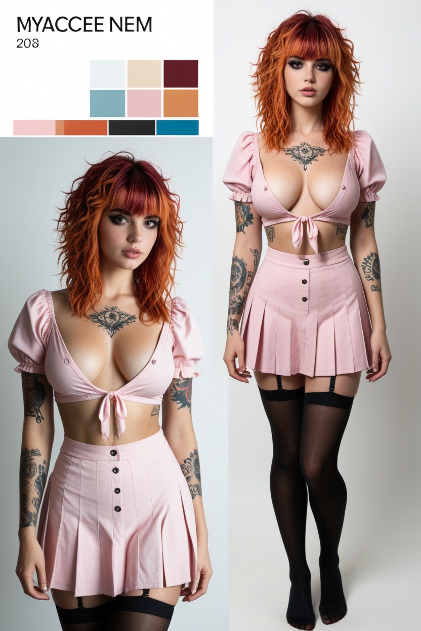 Ginger Hair, Face Tattoos, Neck Tattoos Porno IA