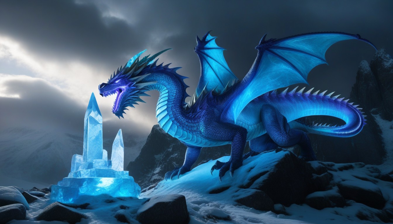 Epic Scale, Glowing Eyes, Frozen Terrain AI Porn