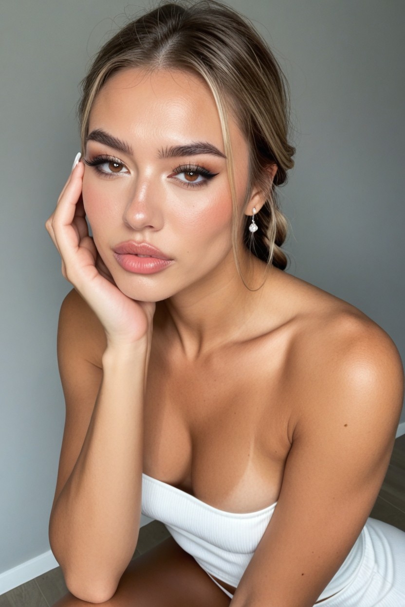 Maquiagem Borrada, Seductive Eyes, Boney Hips Pornografia de IA