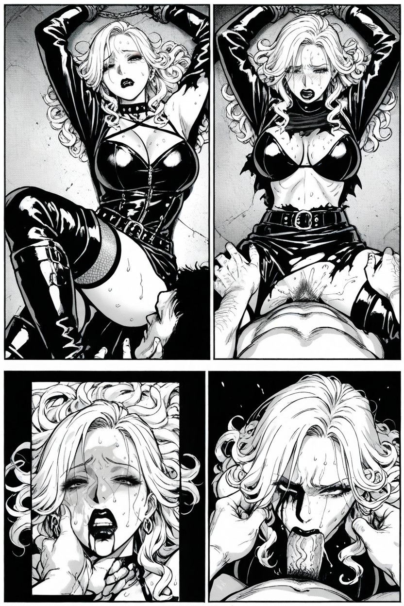 Goth, Rough Sex, Screentone Shading Extra Detail In Face AI黃片