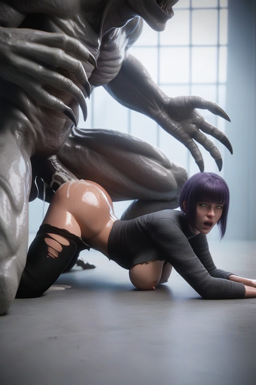 Cock Too Big For Woman, Kneeling, Backlit AI Porn