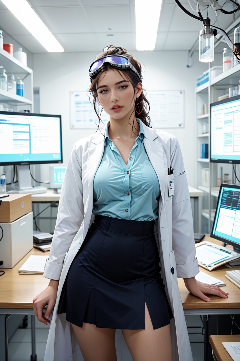 Attractive Nerd Female Scientist Anni, Subtle Confident Posture Turning Erotic, 18+ AI黃片