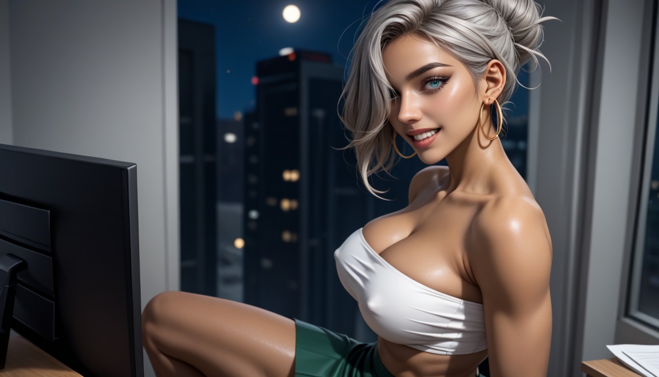 Complete Slut, White Tube Top, Happy AI Porn