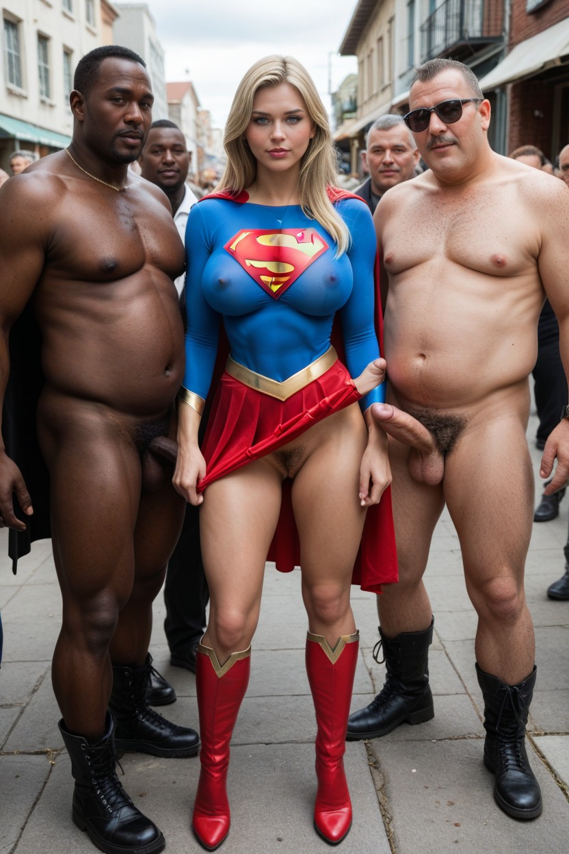 Bangs, Sheer Nylon Supergirl Costume, Standing AI黃片
