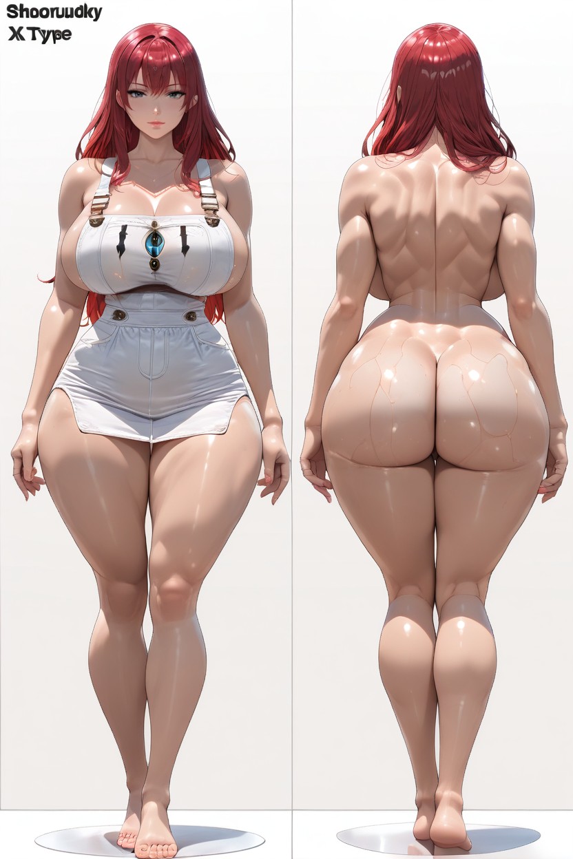 Clean White Background, Naked, Neutral Standing Pose AI Porn