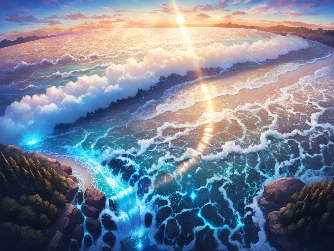 Vibrant Fantasy Colors, Beach, Cozy And Peaceful Mood AI Porn