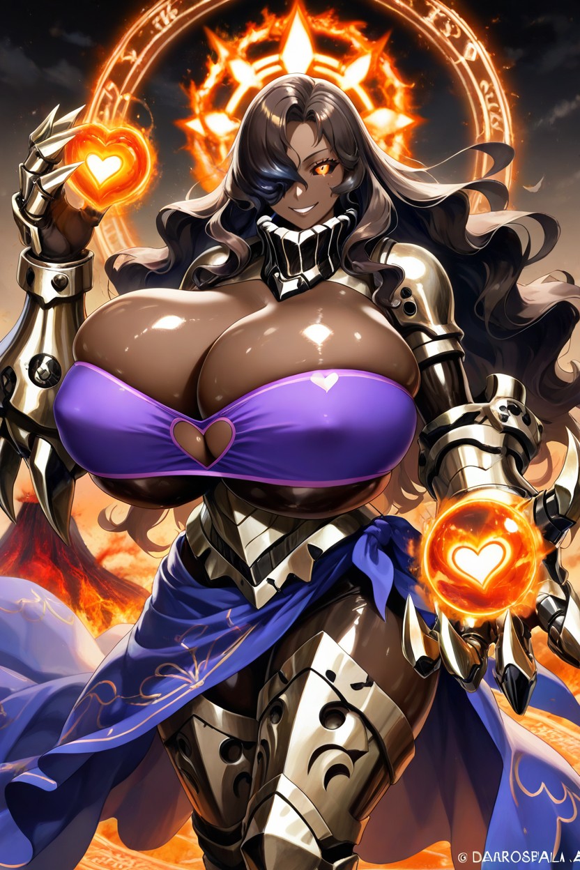 Hourglass Figure, Hair Covering One Eye, Colossal Size Metal Claws AI Porn