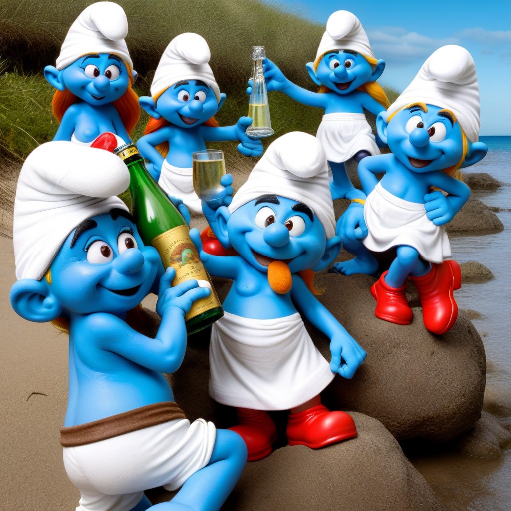 Comic About A Smurfette, Animated Drawing, Fairy Tale About The Smurfs AI黄片