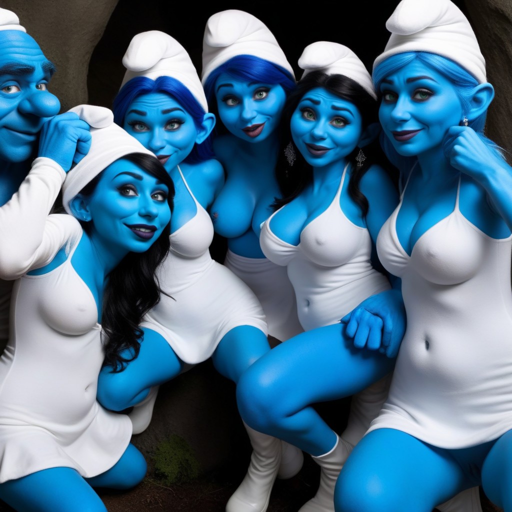 Muted Watercolor, Smurf Women Creampied, Backlit AIポルノ
