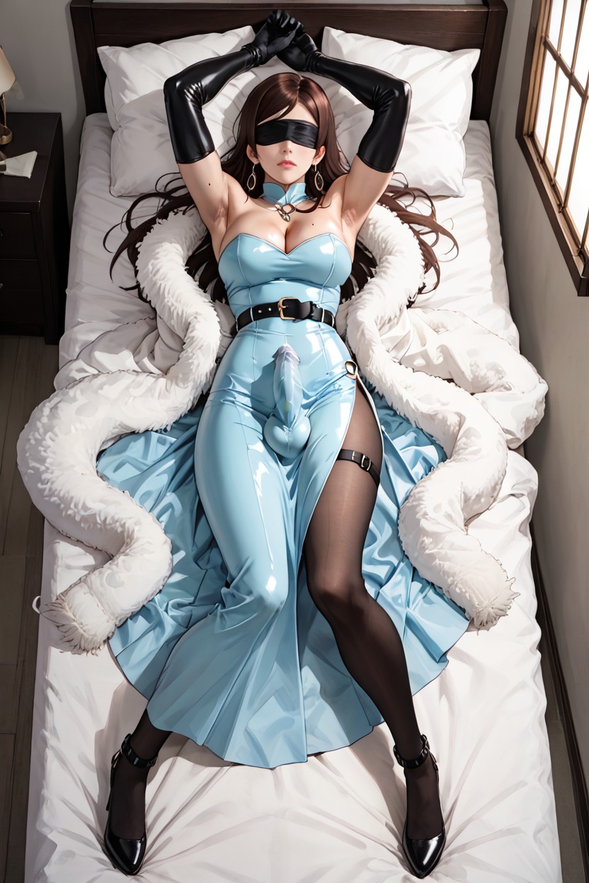 Lying In Bed, Weak Light, Erection Under Clothes AI 포르노