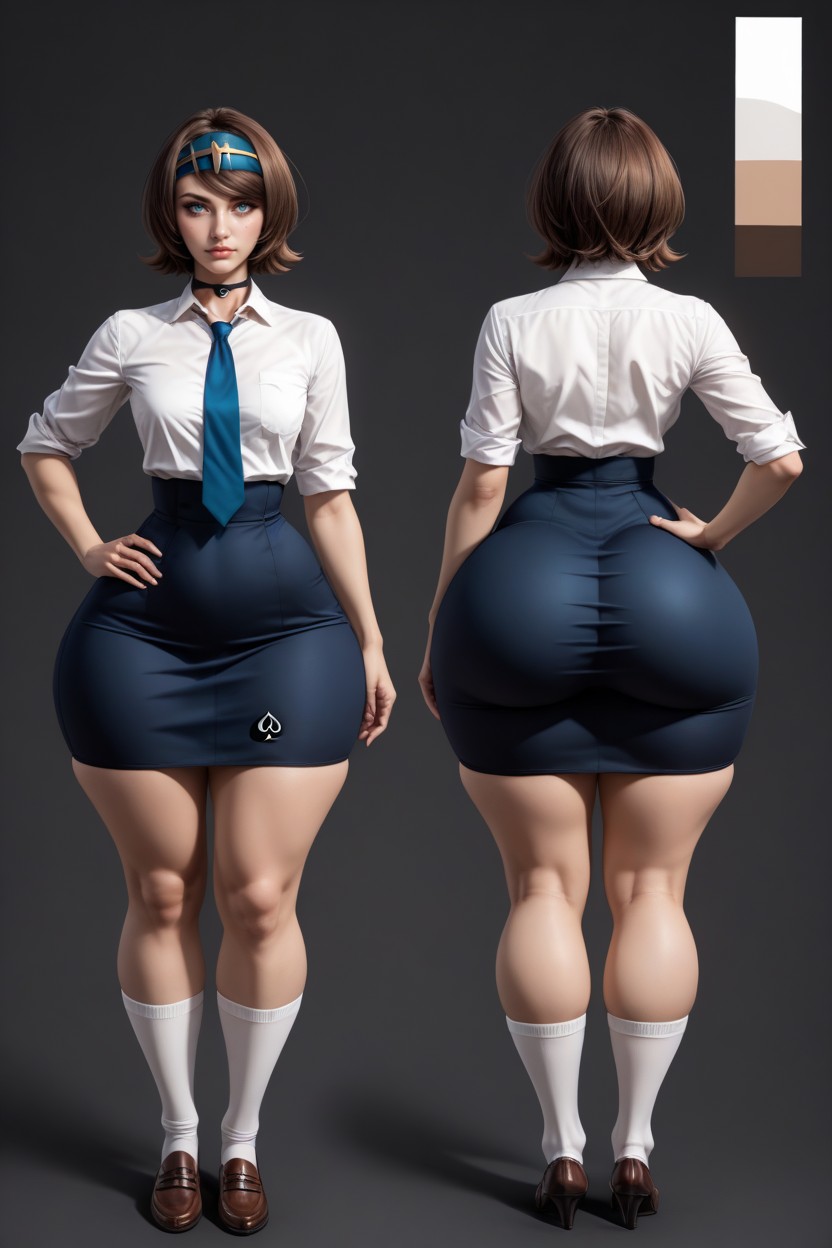 Fat Ass, Hand On Waist, Simple Lighting Pornografia de IA