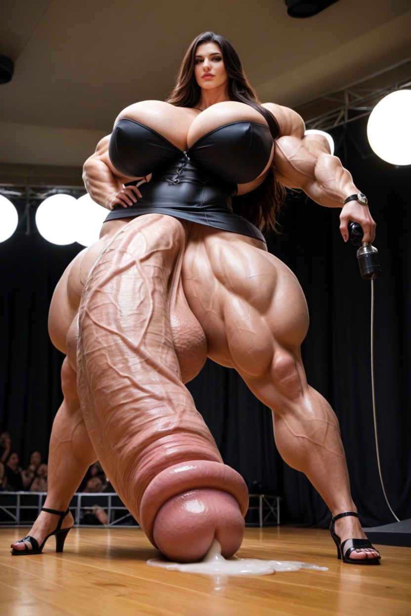 Extreme Hyper Muscles, Giant Flaccid Hyper Cock, Dripping Cum Pornografia de IA