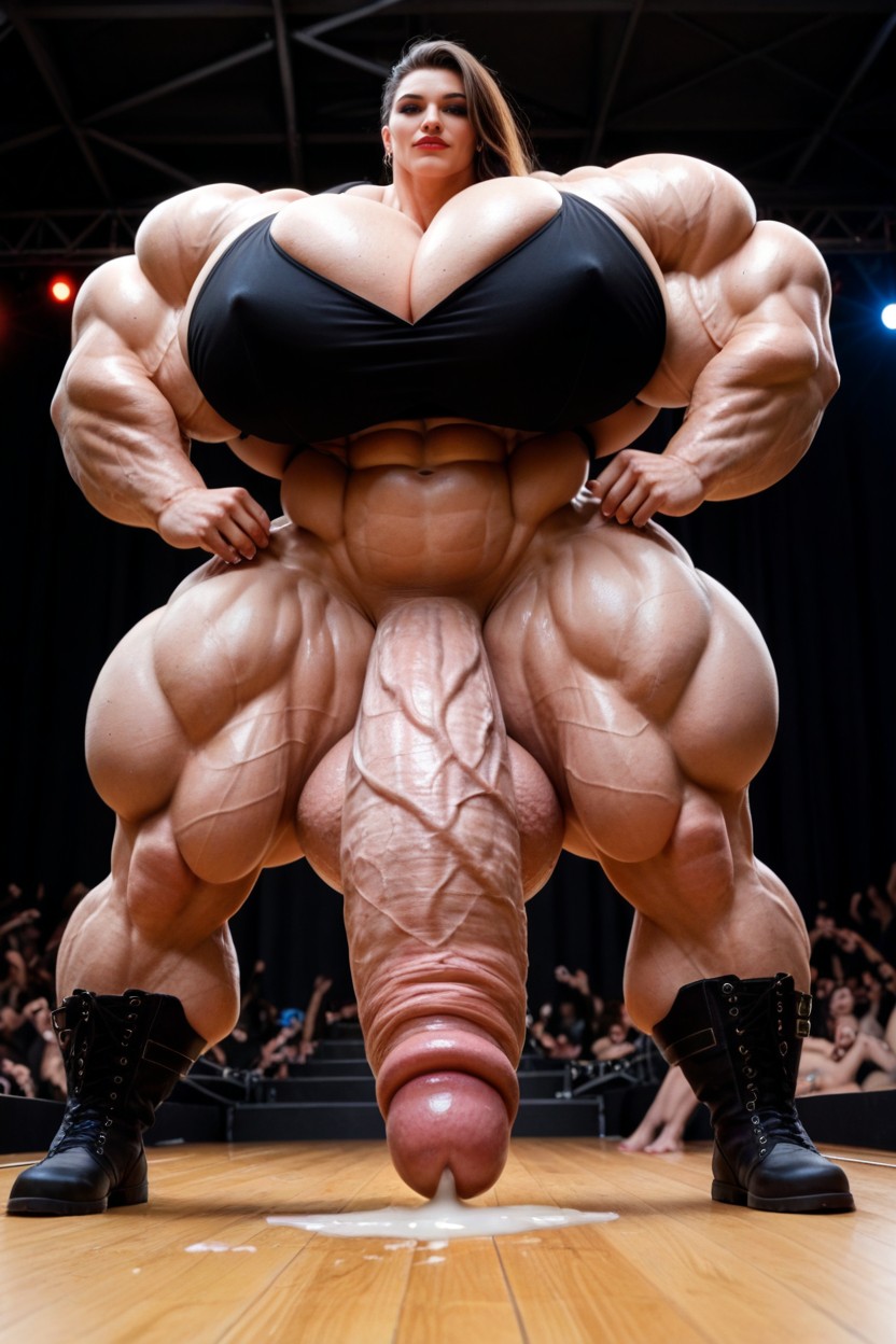 Gigantic Muscles, Extreme Hyper Cock Takes Up Entire Image, Dripping Cum AIポルノ
