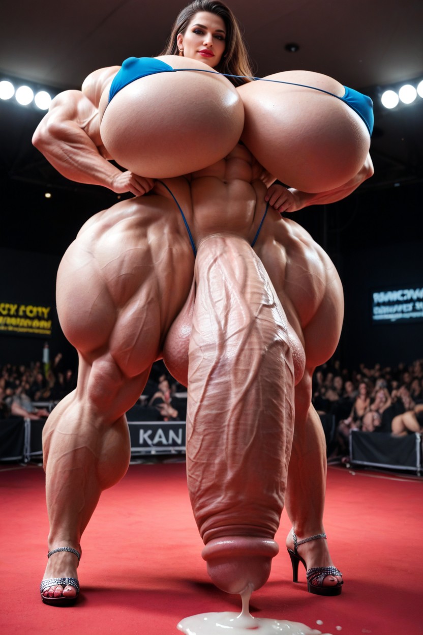 Extreme Massive Hyper Girthy Cock, Giant Flaccid Hyper Cock, Tip Of Penis Dripping Cum AI 포르노