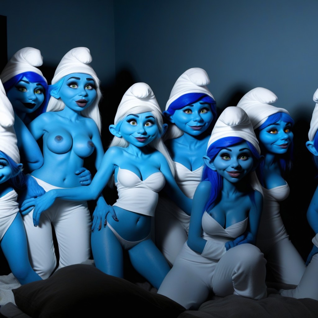 Smurf Women Fucked Doggy Style, Dark Silhouette, Cumshots AI 포르노