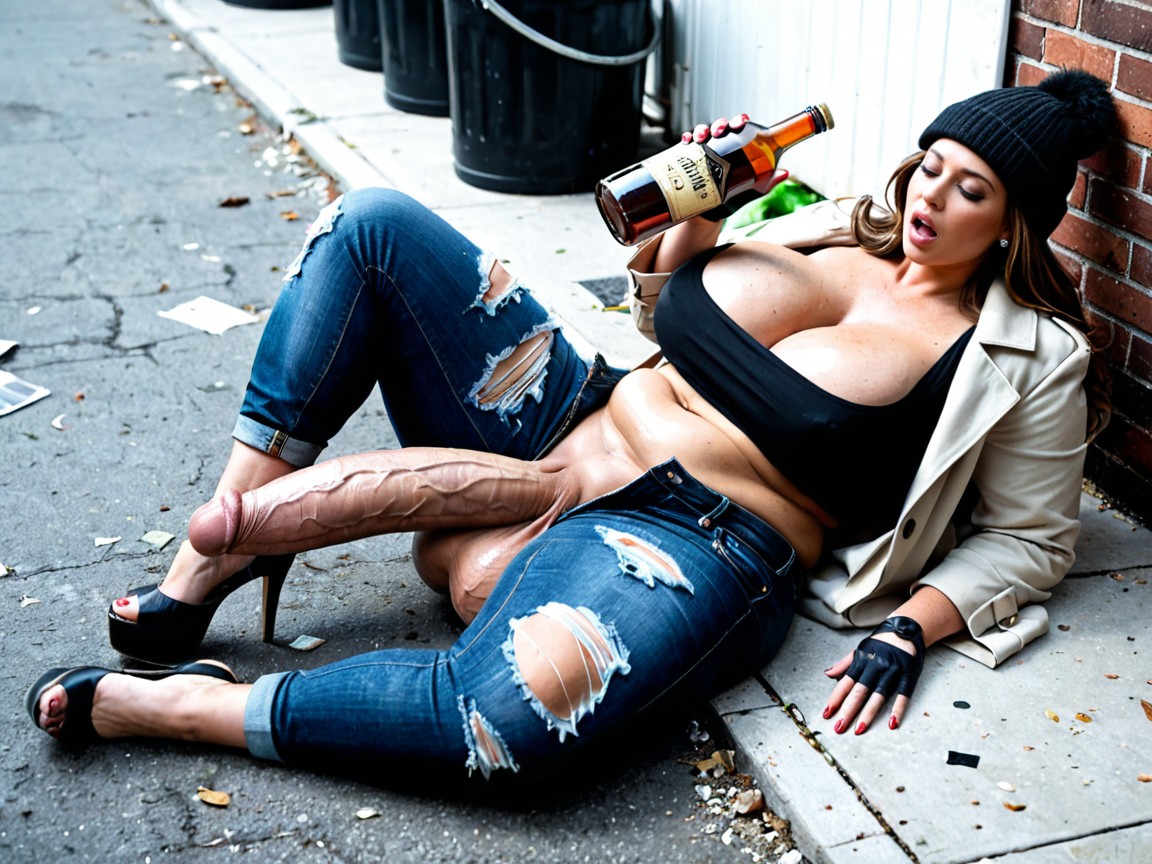 Sitting On The Ground Near A Can, 半閉的眼睛, 毛線帽 AI黃片