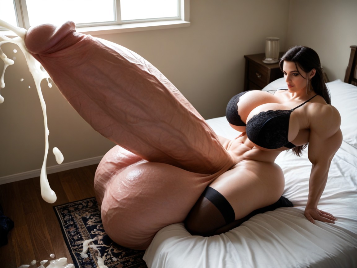 Ensolarado, Muscular, Hyper Massive Futa Cock Is Bigger Than Her Legs Pornografia de IA