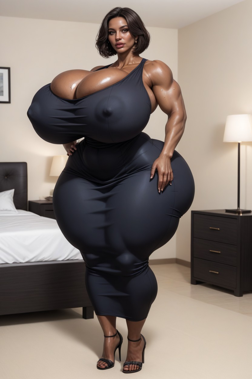 Cosplay, Pelo Negro, Dark Brown Skin Porno IA