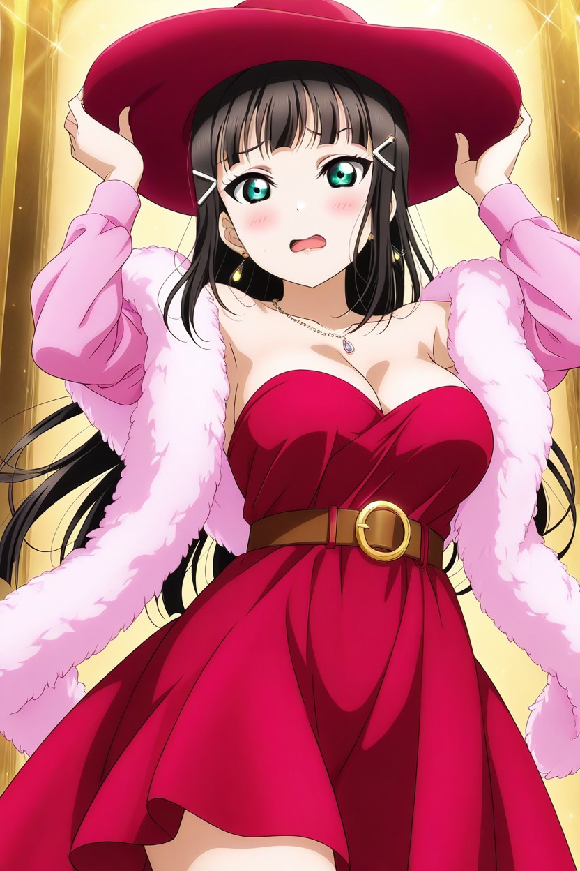 Looking At Viewer, Strapless Dress, Love Live Official Art Style Porno IA