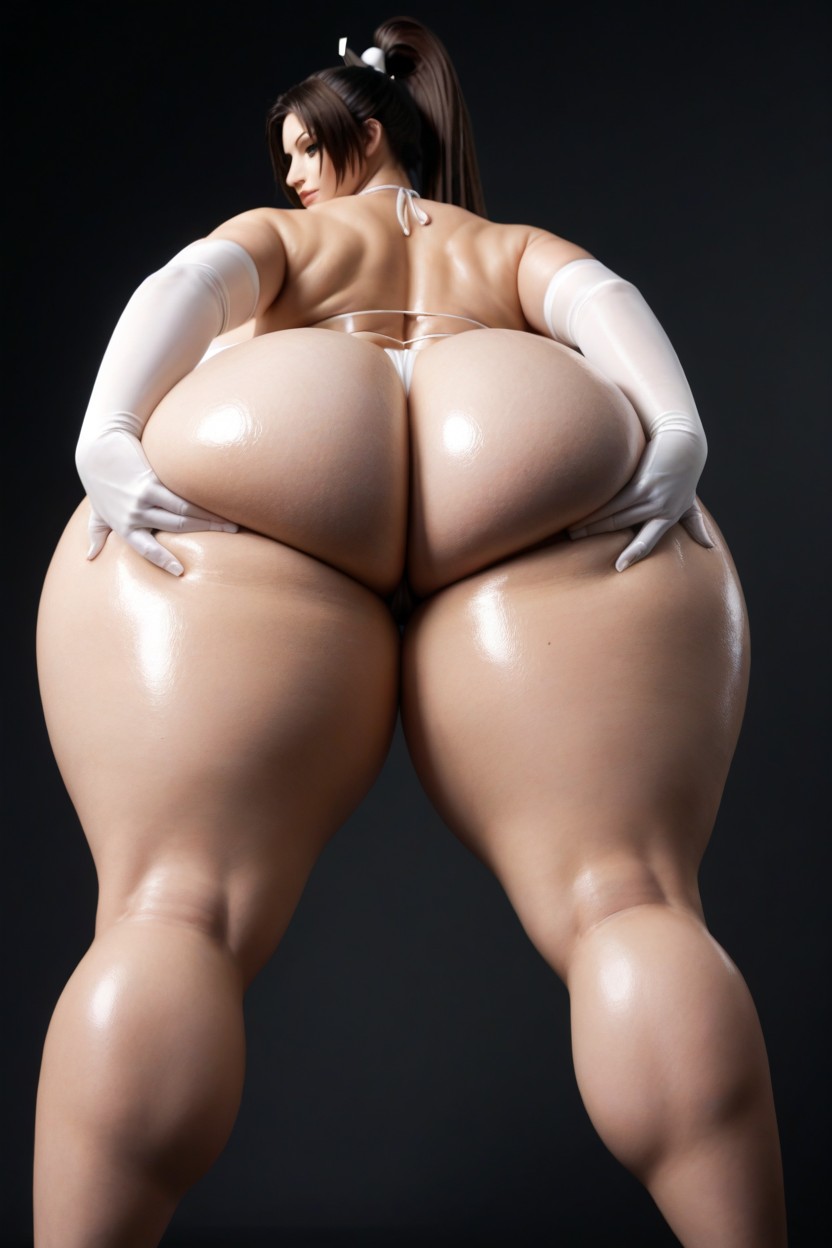Absolutely Oiled, Long White Elbow Gloves, Excessive Hyper Thick Thighs Porno IA