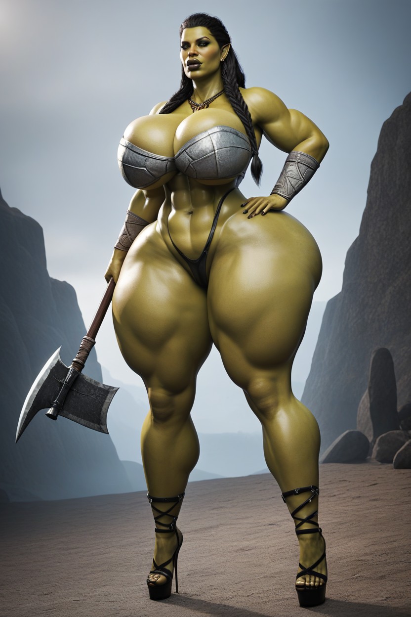 Extreme Massive Thick Round Lips, Thick Thighs, Bimbo AI Porn