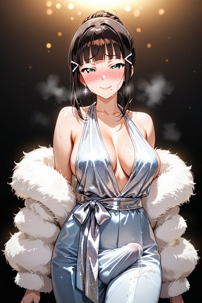 Flower In Ponytale, Cumstain On Croach, Erection Under Clothes AI Porn