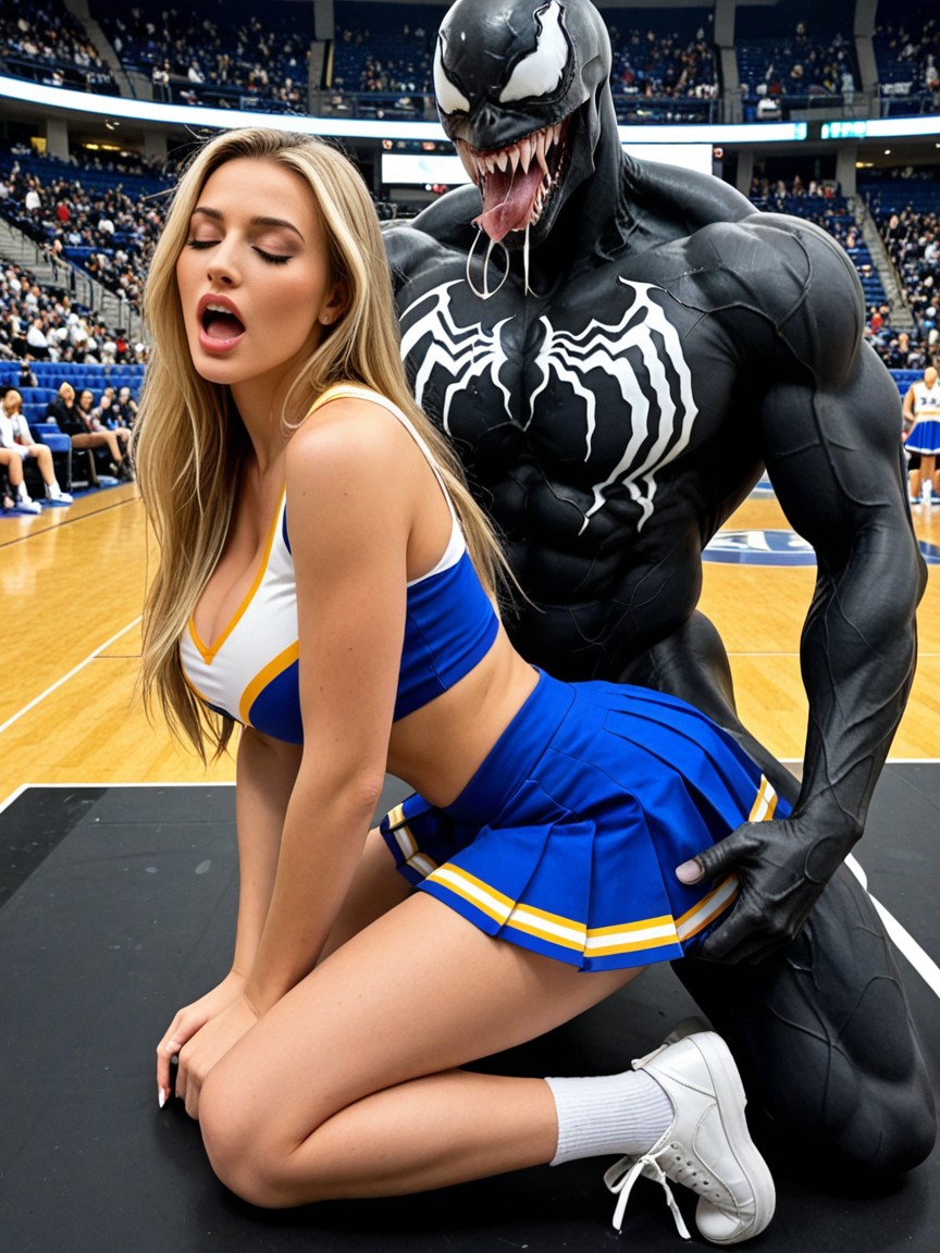 Sucked In Stomach, Woman Kneeling, Pale White Skin AI黃片