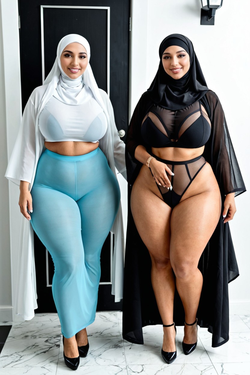 Hyper Gigantic Thighs, Culo Más Grande Que Torso, Front View Porno IA