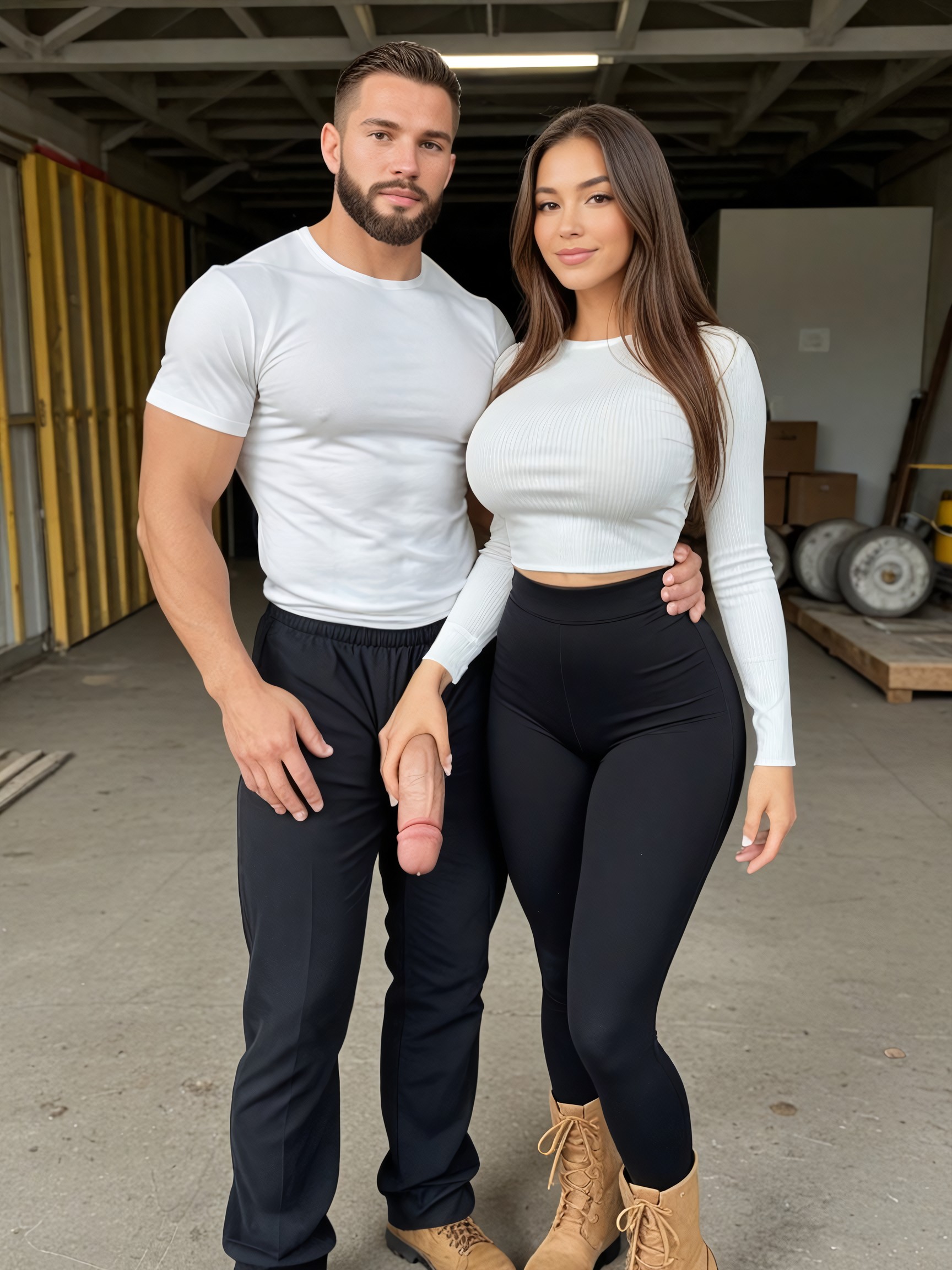She Is Looking At Viewer, He Has Big Cock Head, Handjob Porno IA
