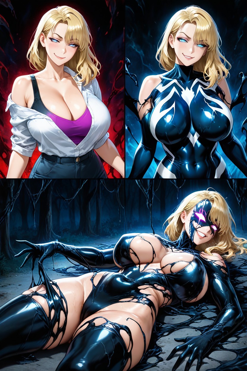 Unmasked, By Symbiote, Full Front View AI 포르노