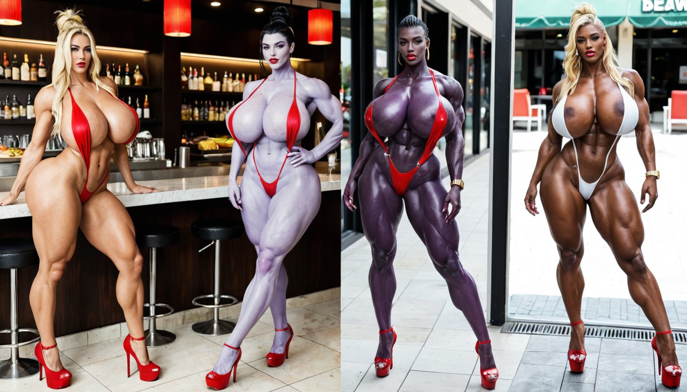 Gargantuan Breast, Breast Bigger Than Head, Slingshot Bikini AI 포르노