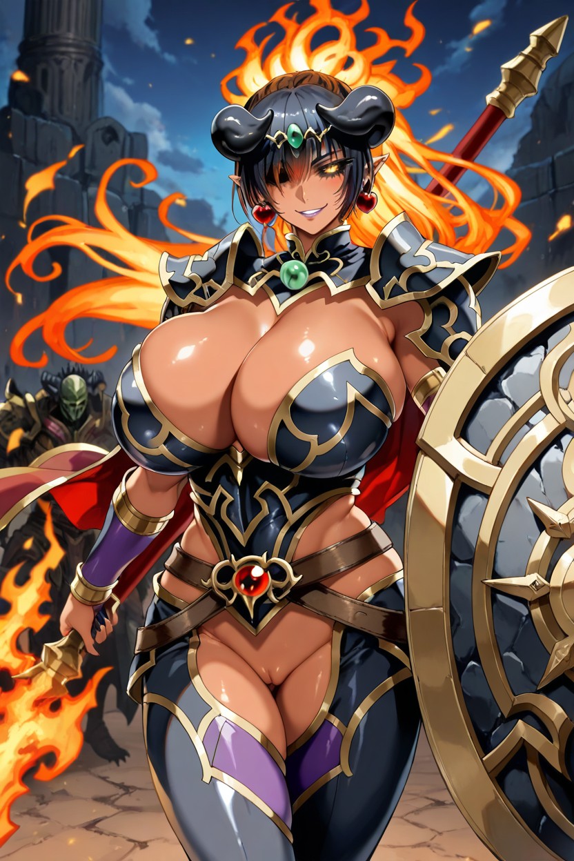 Dark Brown Skin, 25+, Hyper Breasts AI Porn
