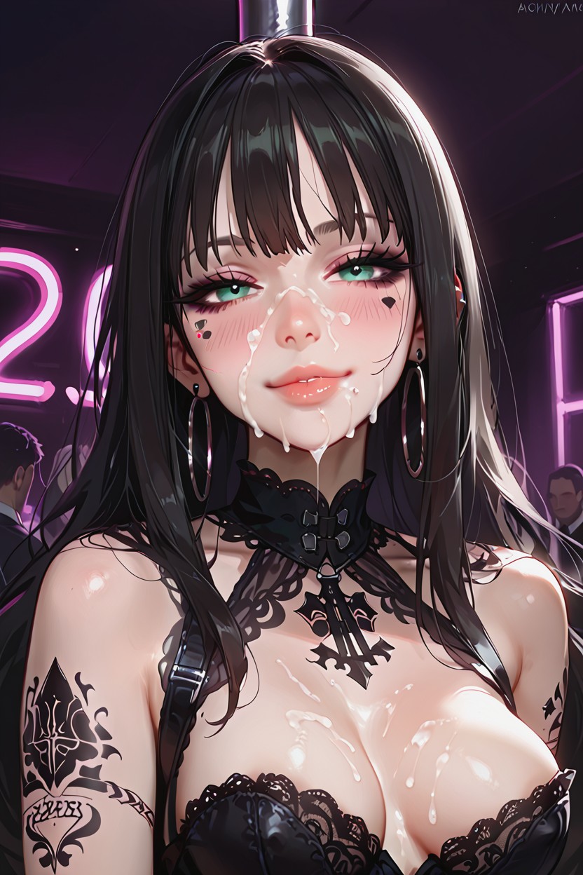 Round Pretty Face, Goth, Mittlere Brust KI Porno