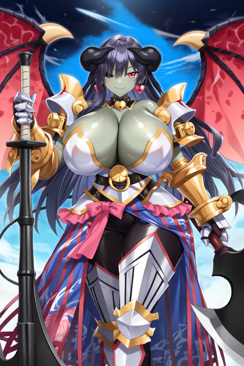 Sarong Skirt, Jet Black Hair, Holding Huge Battle Axe Porno IA