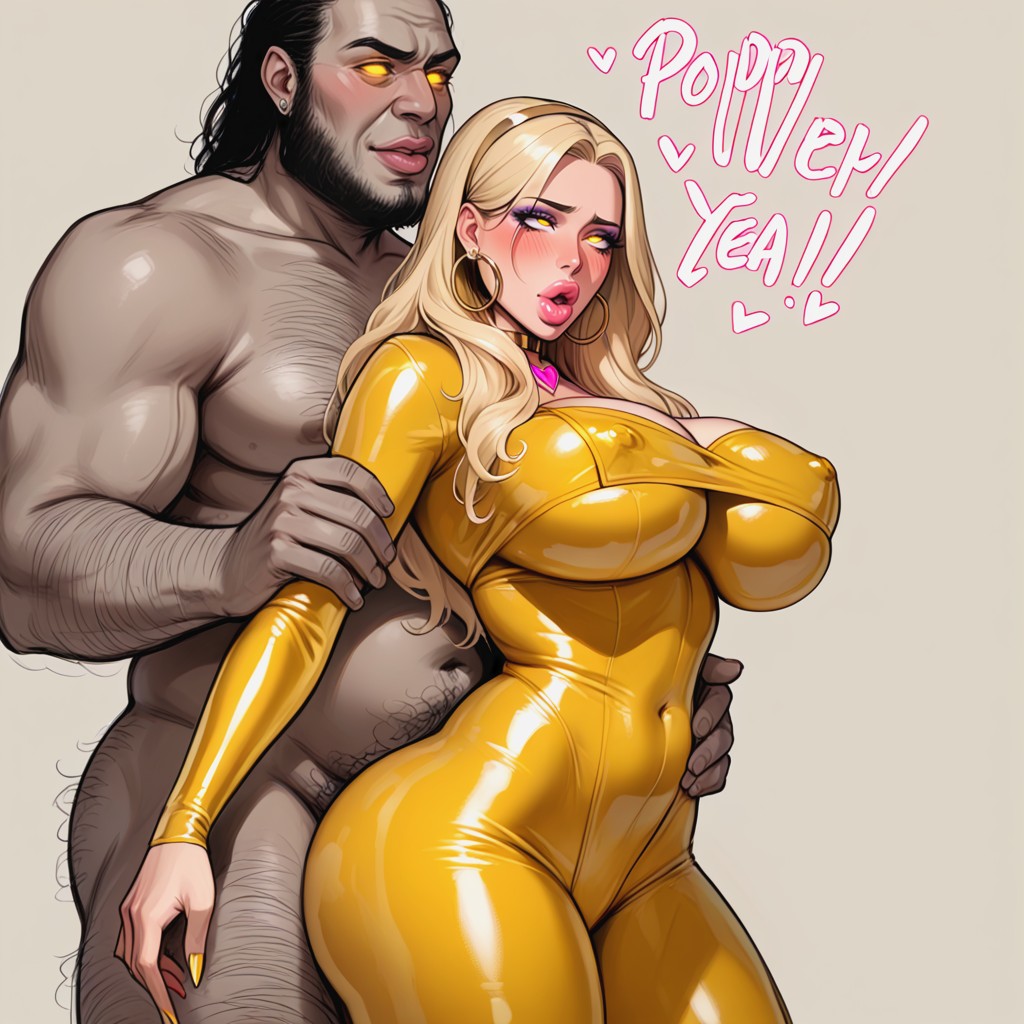 Pornstar, Love Hearts, Yellow Glowing Eyes Porno IA