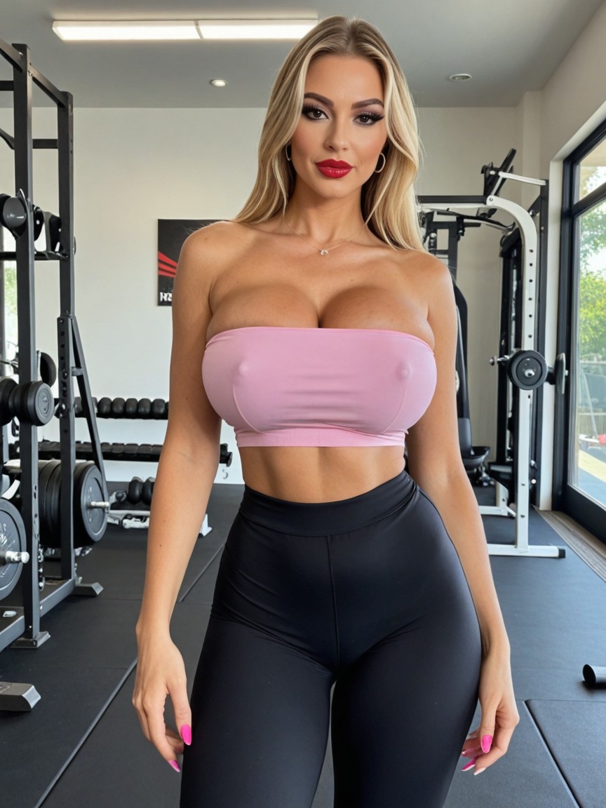 Massive Pressed Cleavage, Classy Bimbo Milf, Longitud Media Porno IA