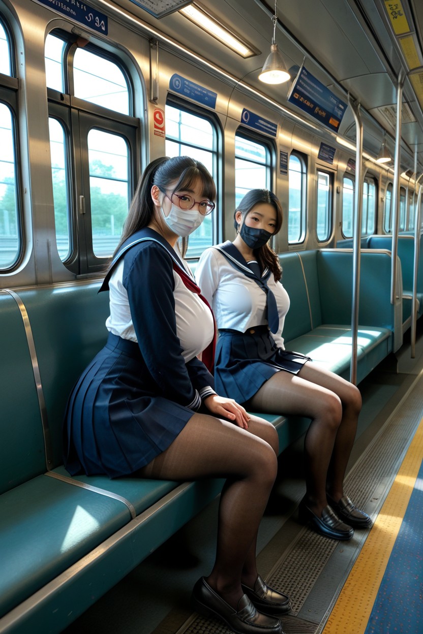 Outside The Large Windows Behind Her, High Detail, Sit Opposite Each Other Porno IA